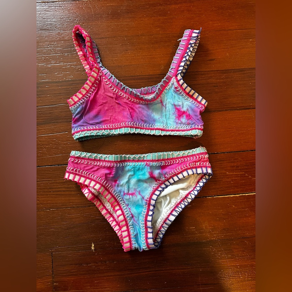 Girls' Pink & Blue Tie-Dye Swim Bikini Set